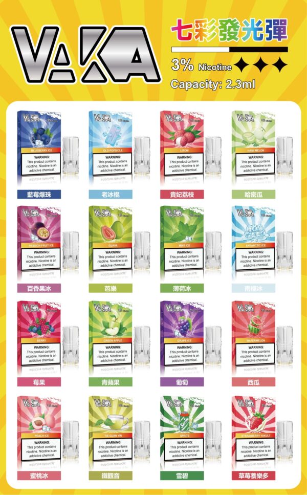 【VAKA煙彈】一代七彩發光彈 新品替換型透明發光煙彈 一盒三入 通用一代主機｜美滋滋糖果屋