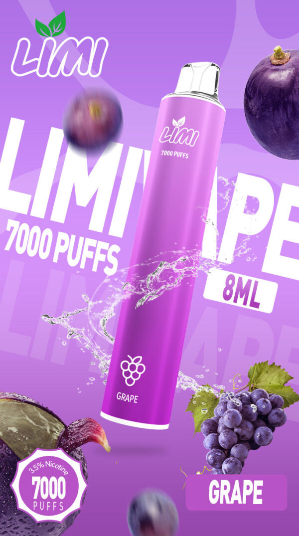 【Limi7000口拋棄式】 ILIA哩亞同廠生產 煙油容量更高 口味更優化 LIMI一次性7000Puffs便攜式圓管電子煙｜美滋滋糖果屋