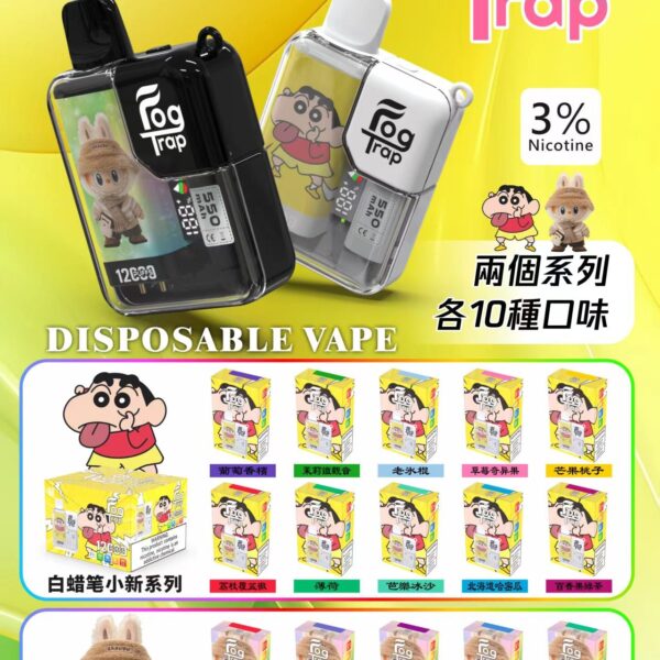 Fog Trap拋棄式-拉布布-蠟筆小新聯名款12000口大容量拋棄式電子煙美滋滋糖果屋實拍圖