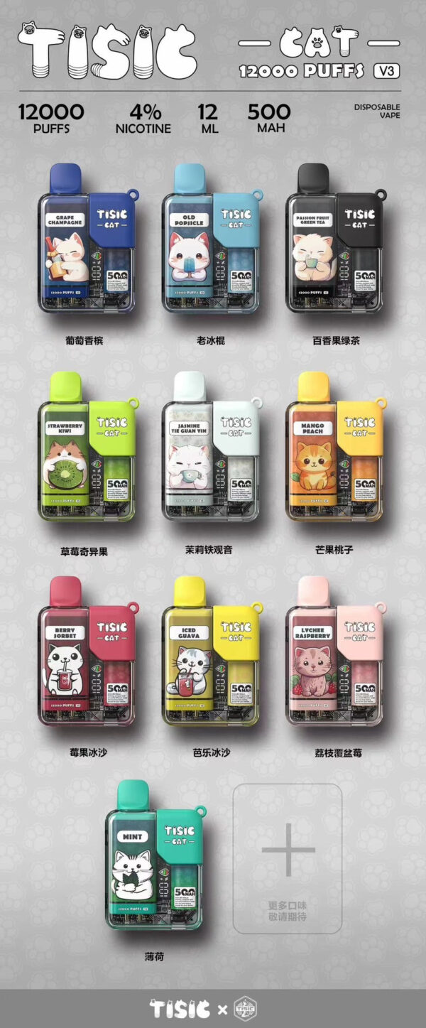 【TISIC猫12000口拋棄式】 一次性大容量可愛電子煙｜美滋滋糖果屋